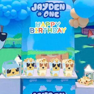 Generic Cartoon Blue Dog Popcorn Boxes 20pcs Dog Family Birthday Decorations Snack Treat Boxes for Kids Boys Girls Blue Dog Theme Birthday Party Supplies Baby Shower Decorations