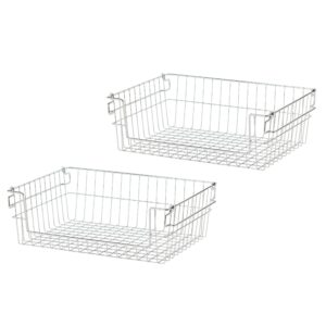 TRINITY 2-Pack Stackable Metal Wire Storage Baskets With Handles, EcoStorage Chrome, 19 Inches