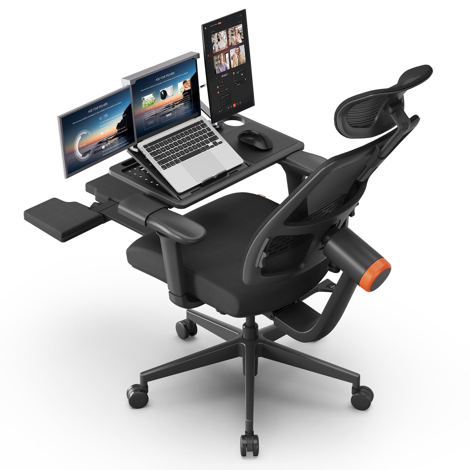 Newtral Office Chair Ergonomic & Laptop Table - High Back Desk Chair with Footrest, Auto-Following Lumbar Support, 4D Armrest, Adjustable Seat Depth & Height, Computer Desk Chair for Home Workstation