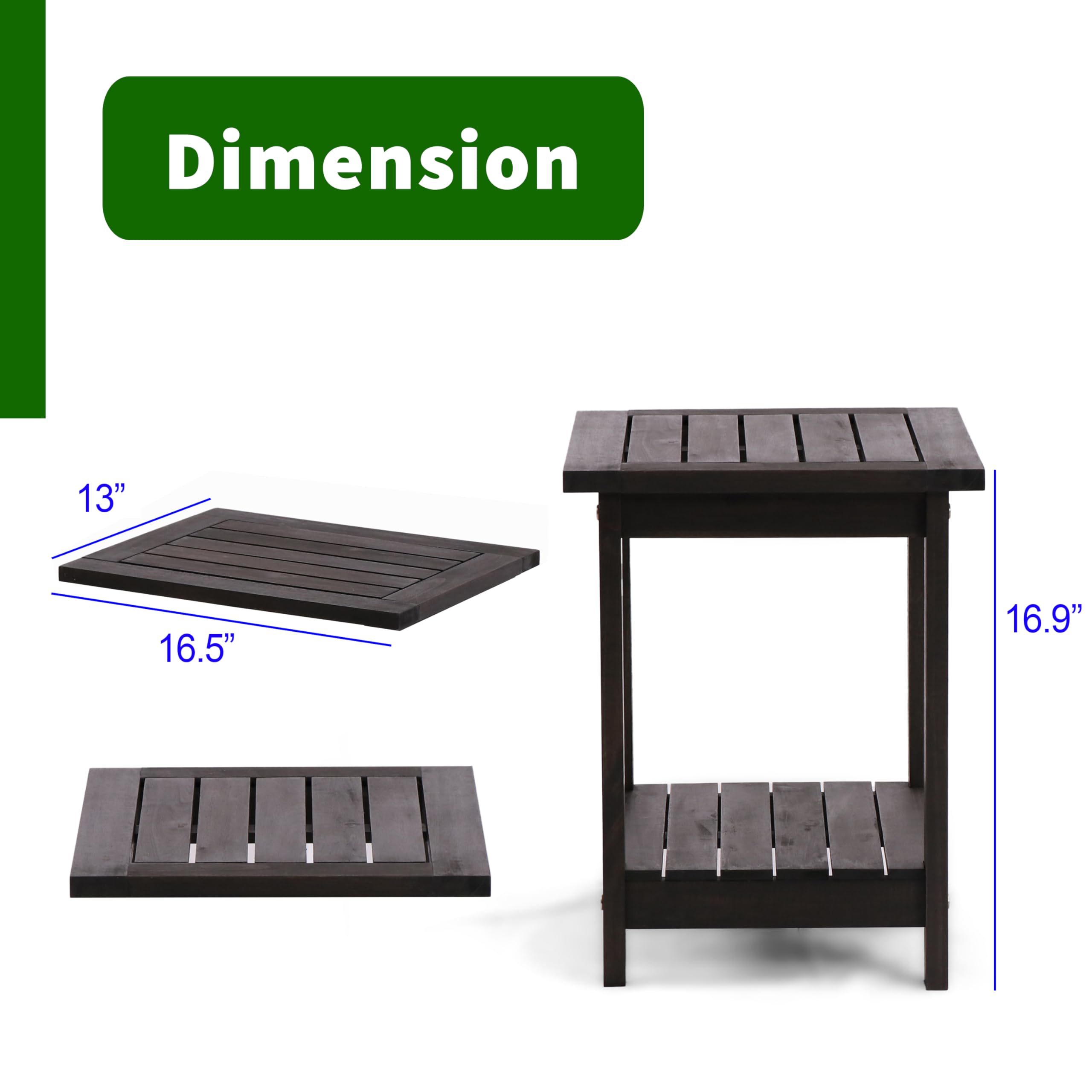 VICTORY RELAX Double Adirondack Side Table, Patio Outdoor End Table Weather Resistant,Rectangular Table for Patio, Garden, Lawn, Indoor Outdoor Companion, Black