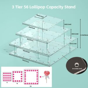 LUOBAO Acrylic Cake Pop Display Stand,Acrylic Lollipop Holder,3 Tier,for Displaying Sweets, Cake Pops, and Lollipops at Parties and Events