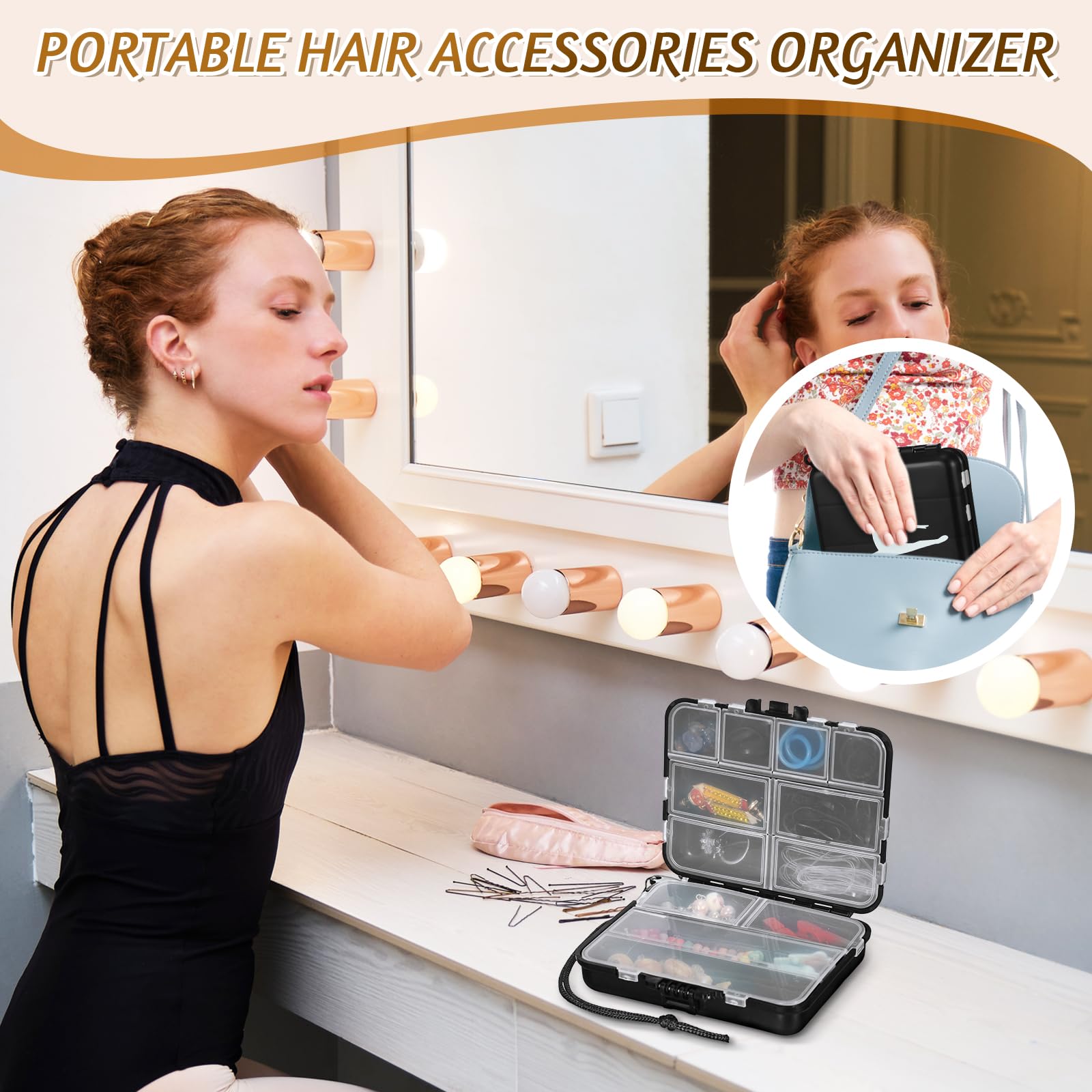 DoubleFill 6 Pcs Dance Recital Gifts for Girls Bobby Pin Case Mini Hair Tie Clip Storage Box Dance Appreciation Gifts Portable Ballerina Travel Case Accessories for Girls Women Dance Lover Dance Team