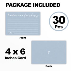 Nuckxy 30 Advice & Wishes Cards - Minimalism Blue - Double Sided Fill-In Advice Cards For Bridal, Wedding, Graduate Party, Mr & Mrs, Retirement, Baby Shower, Party Favor & Supplies - A04