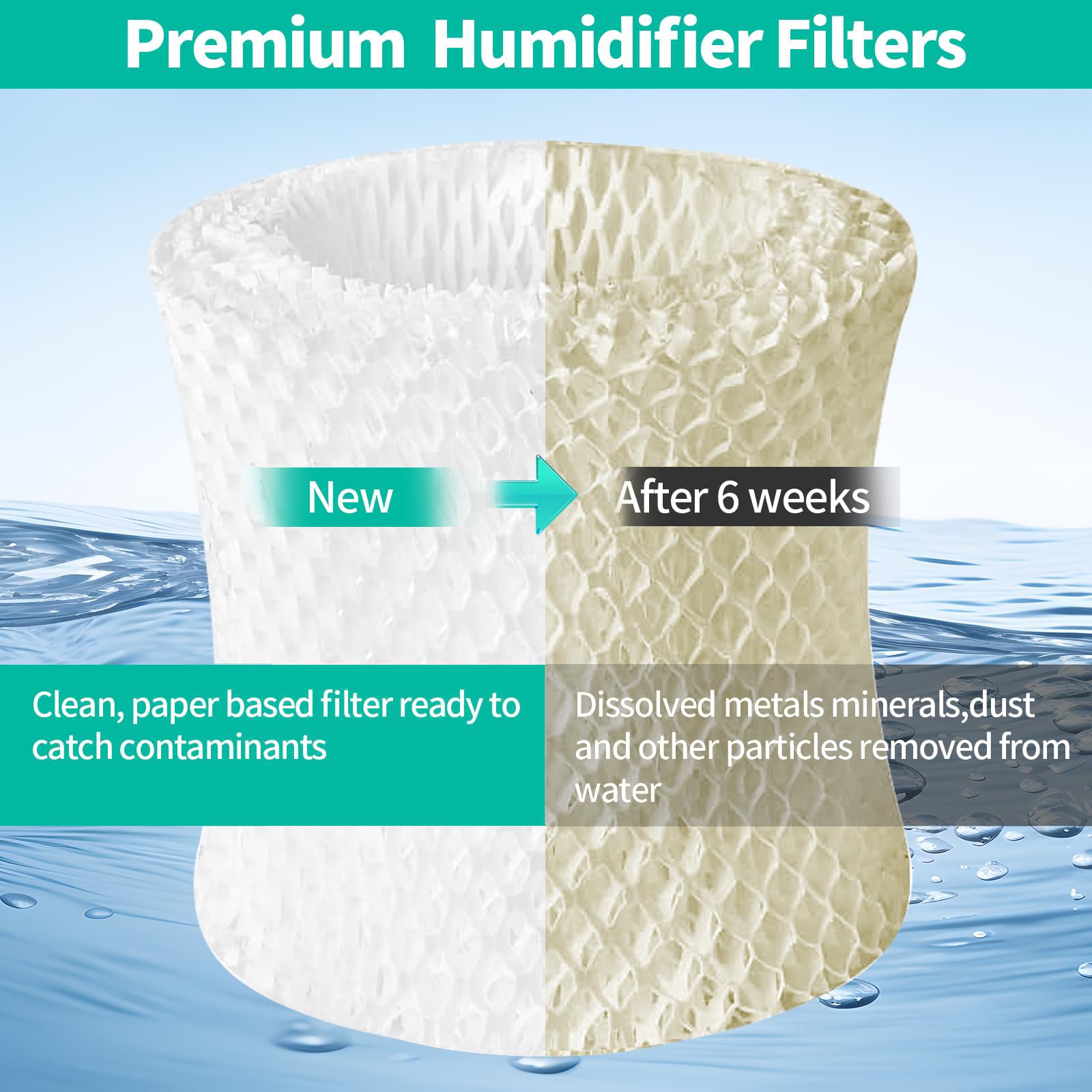 Gazeer Humidifier Replacement Filter Compatible with Canopy Bedside and Nursery Humidifier,Made with Wood Pulp, Paper Filter, 4-Pack