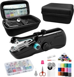 handheld sewing machine, beginner's sewing kit with storage, two power supply modes, electric switch, simple operation, portable mini sewing machine, beginner's sewing machine.(black)