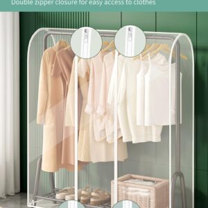 Clear Garment Rack Cover with Zipper Clothes Hanging Rack Cover Dustproof Waterproof Clothing Storage Protector (47.2x20x60 inch)