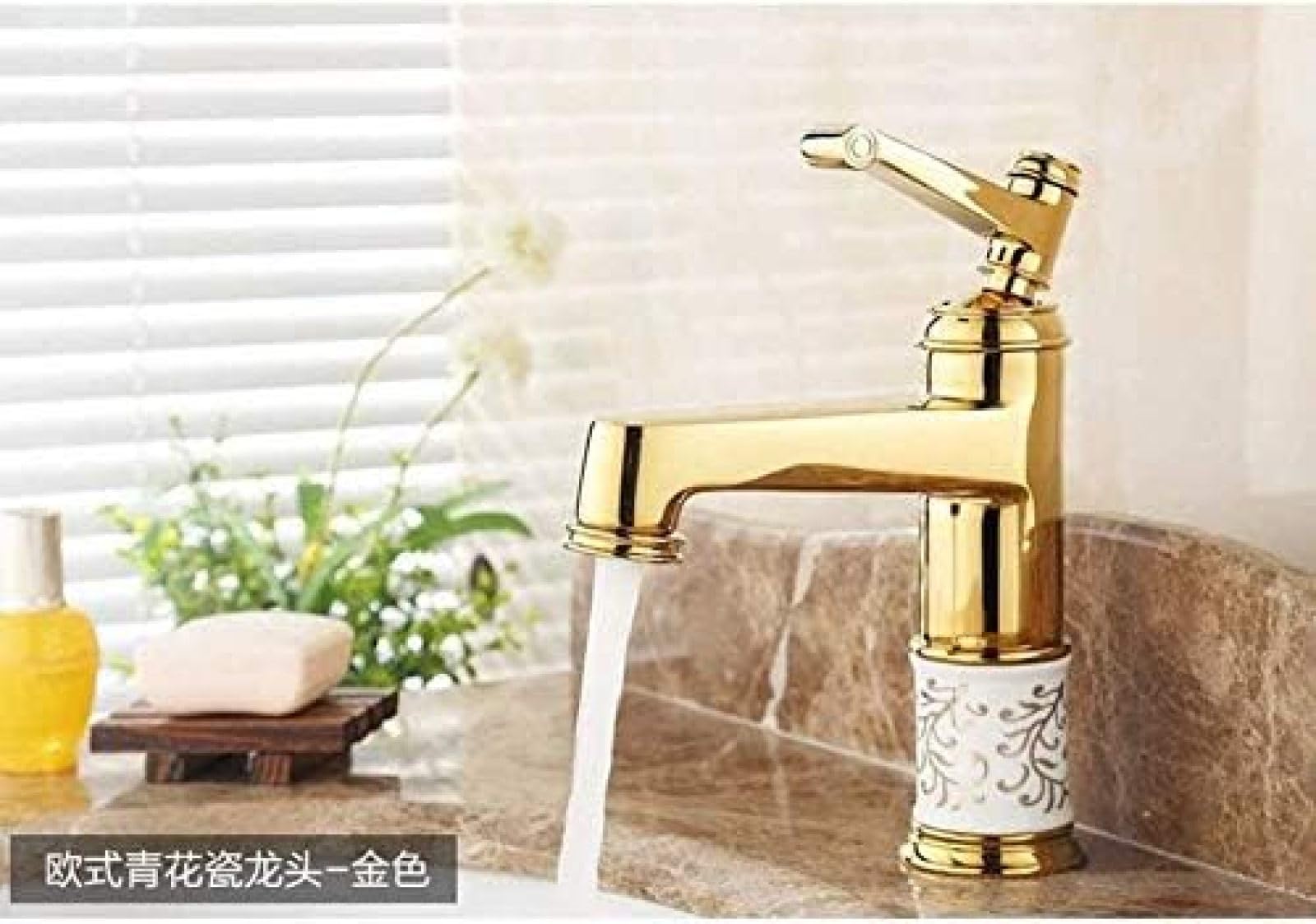 Faucet Deck Mounted Brass and Ceramic Faucet Bathroom Basin Faucet Mixer Tap Gold Sink Faucet Bath Basin Sink Faucet,Kitchen faucets