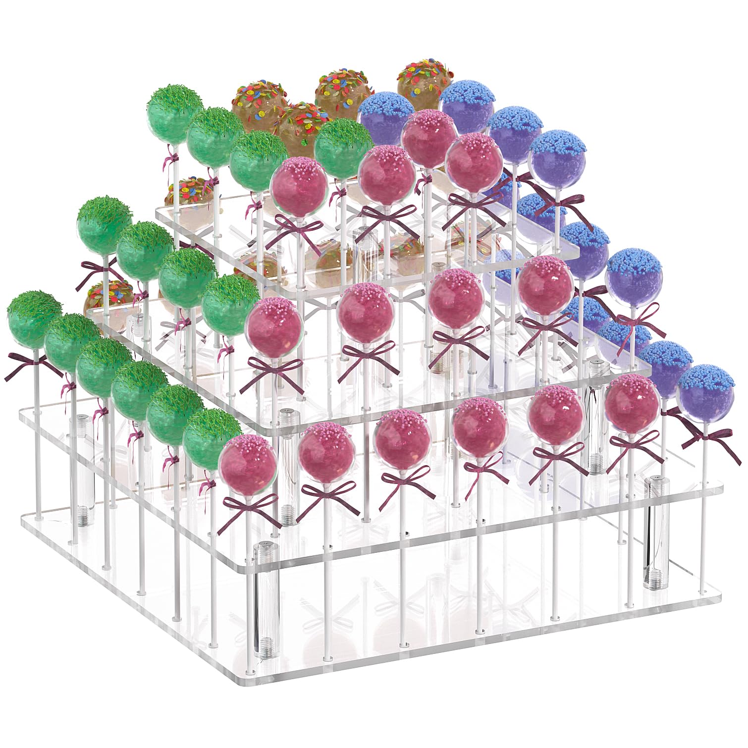 LUOBAO Acrylic Cake Pop Display Stand,Acrylic Lollipop Holder,3 Tier,for Displaying Sweets, Cake Pops, and Lollipops at Parties and Events