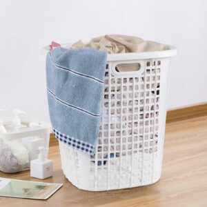 CadineUS 6 Pack Plastic Dirty Clothes Hamper, Laundry Basket with Handles, White