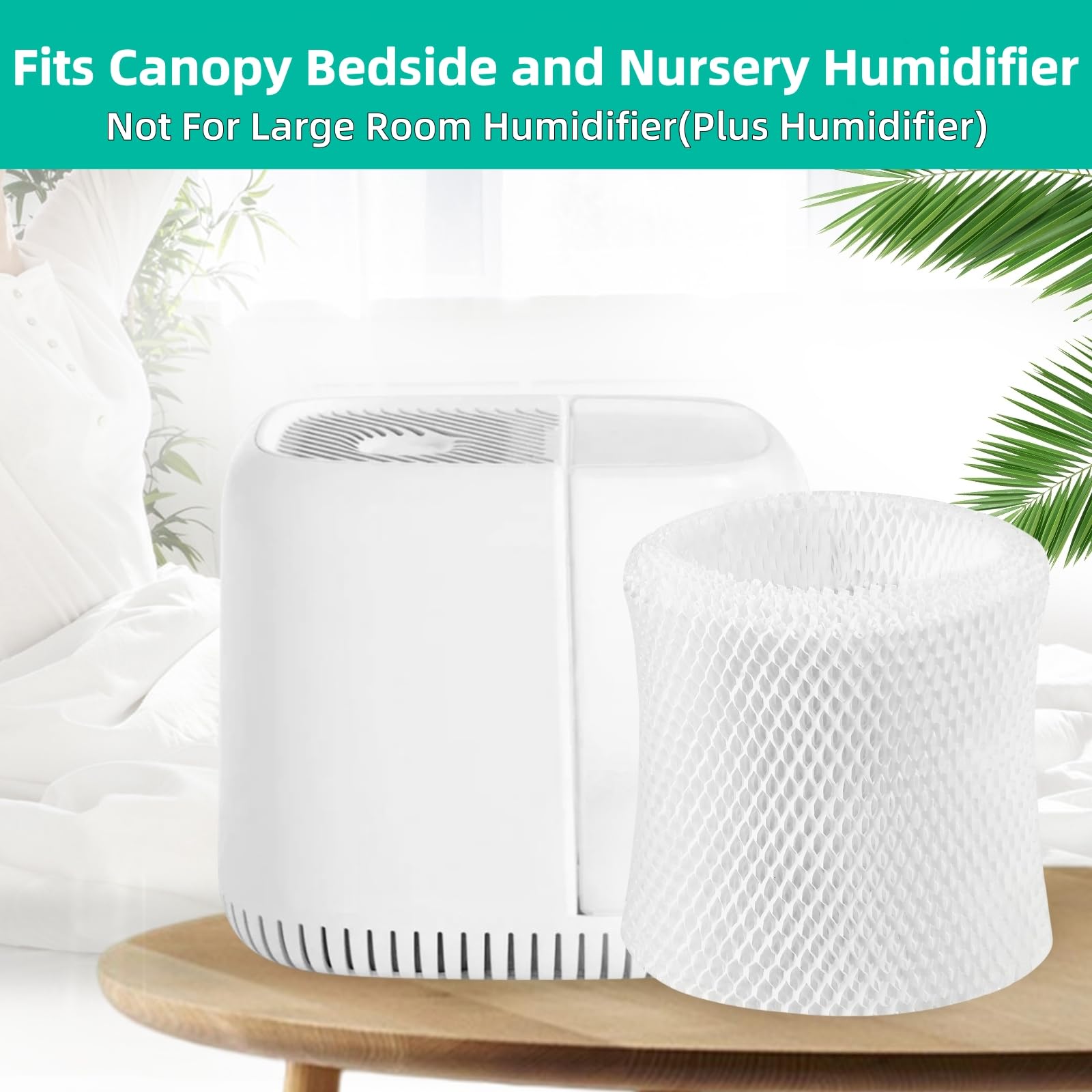 Gazeer Humidifier Replacement Filter Compatible with Canopy Bedside and Nursery Humidifier,Made with Wood Pulp, Paper Filter, 4-Pack