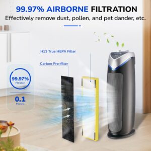 Fil-fresh Upgrade FLT4825 Air Purifier Filter B Replacement, Compatible with AC4825E, AC4850PT, AC4900, AC4300 Air Purifier, 2 True HEPA Filters & 4 Activated Carbon Filters