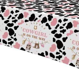 Xigejob Western Cowgirl Baby Shower Tablecloth Decorations, Disposable Little Cowgirl Baby Girl Table Decorations Table Cover, Wild West Rodeo Baby Shower Supplies Table Cloth - 3 Pack (54in x 108in)