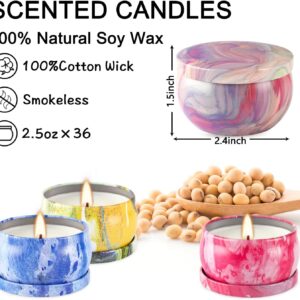 YOROXRG 36 Packs Scented Candles Gift Set, Fragrances Candle for Women, 2.5 OZ Portable Jar Candle for for Spa, Yoga, Bath, Aromatherapy, Stress Relief