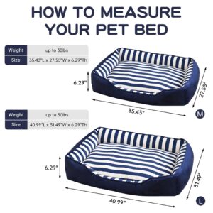 LinkRomat Dog Beds Large Sized Dog with Cushion, Extra Large Dog Bed Removable Washable & Waterproof Dog Bed, Indestructible Chew Proof Dog Bed Suit Medium & Large Dog, M, 35" L X 27" W X 6" Th