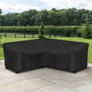 Arcedo Outdoor Sectional Sofa Cover, 85" X 85" V-Shaped 5-Seater Waterproof Patio Furniture Cover, Outdoor Couch Cover, All Weather Protection Patio Sofa Cover, Black