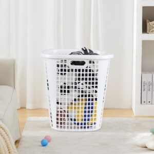 CadineUS 6 Pack Plastic Dirty Clothes Hamper, Laundry Basket with Handles, White