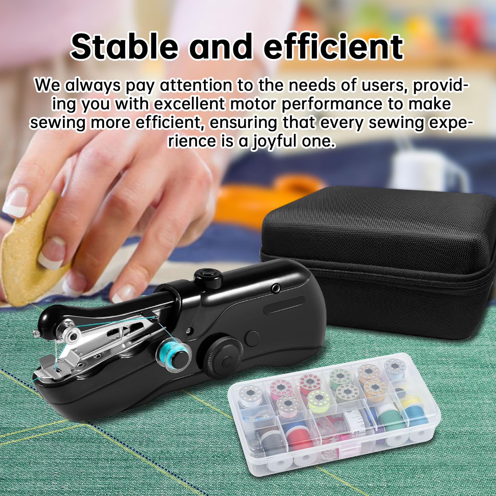 Handheld Sewing Machine, Beginner's Sewing kit with Storage, Two Power Supply Modes, Electric Switch, Simple Operation, Portable Mini Sewing Machine, Beginner's Sewing Machine.(Black)