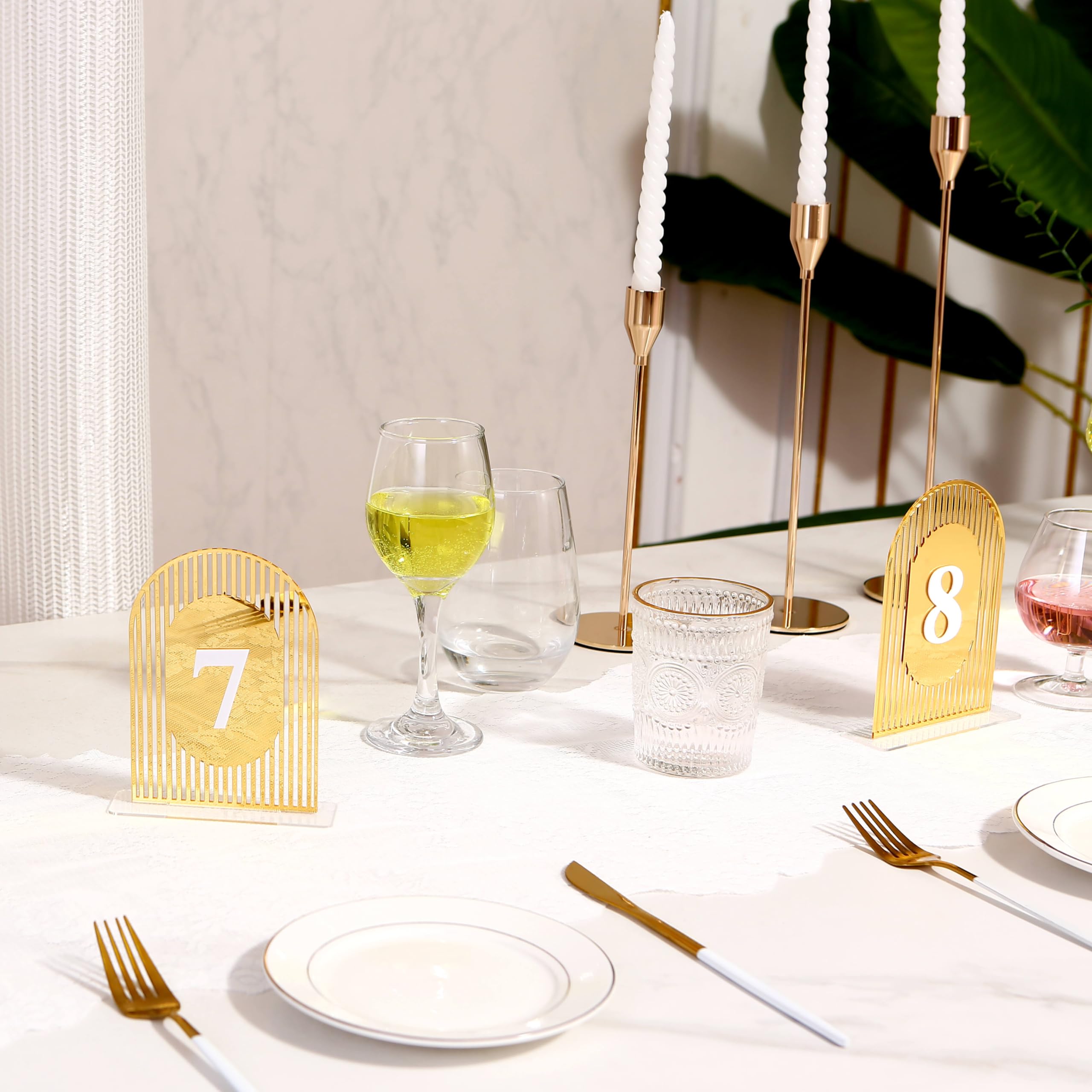 20 pcs Modern Arch Gold Table Numbers for Wedding Reception， Acrylic Signs and Holders ，Perfect for Centerpiece, Reception, Decoration, Party, Anniversary, Event（4x6 Inch）