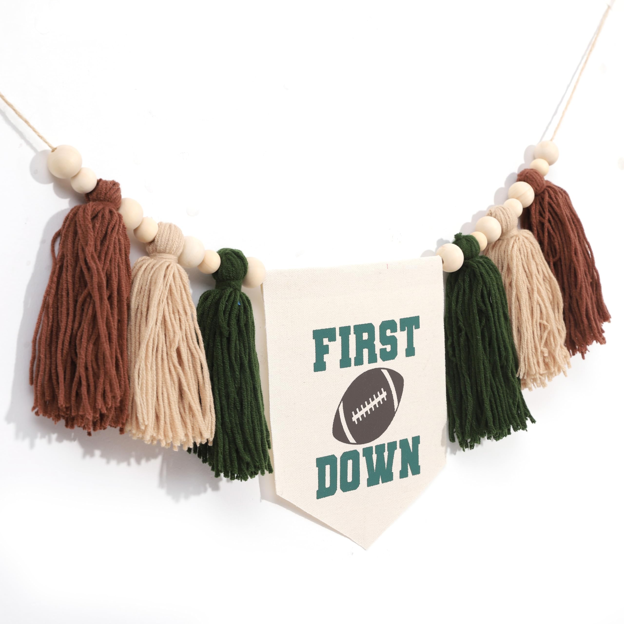 Football High Chair Banner - Football 1st First Birthday Party Decorations,First Year Down Highchair Tassel Banner,Football 1st Birthday High Chair Banner