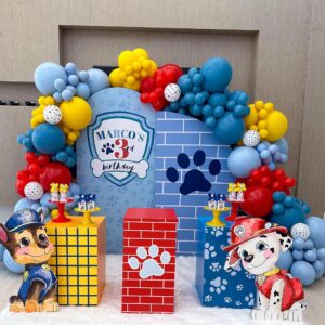 MOMOSHERO 137Pcs Paw Toy Inspired Story Balloon Arch Garland Kit, tieh Paw Print Balloons, Dog Bone Foil Balloons for Baby Shower Gender Reveal Birthday Party Decorations Supplies