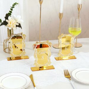 15 pcs Modern Arch Gold Table Numbers for Wedding Reception， Acrylic Signs and Holders ，Perfect for Centerpiece, Reception, Decoration, Party, Anniversary, Event（4x6 Inch）