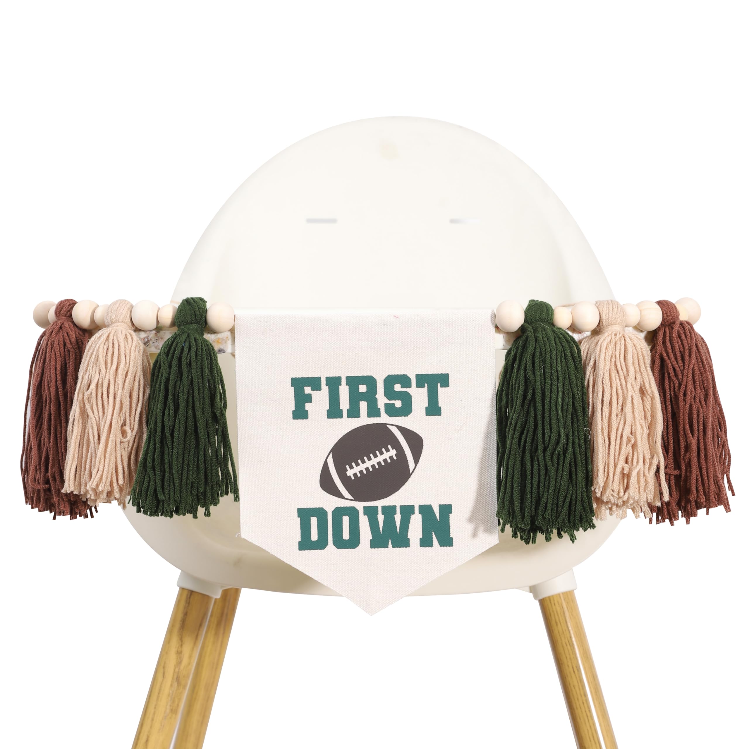 Football High Chair Banner - Football 1st First Birthday Party Decorations,First Year Down Highchair Tassel Banner,Football 1st Birthday High Chair Banner