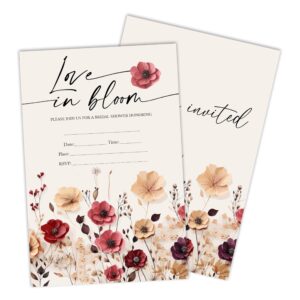 luixd bridal shower invitations - love in bloom - watercolor floral fill in invites with envelopes, invitations for newlyweds，bridal shower, party favor & supplies (set of 25)- b06