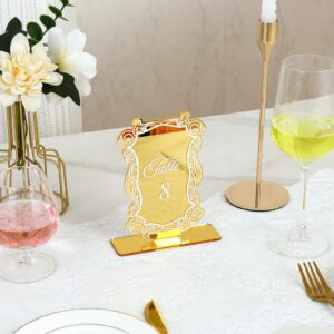 15 pcs Modern Arch Gold Table Numbers for Wedding Reception， Acrylic Signs and Holders ，Perfect for Centerpiece, Reception, Decoration, Party, Anniversary, Event（4x6 Inch）