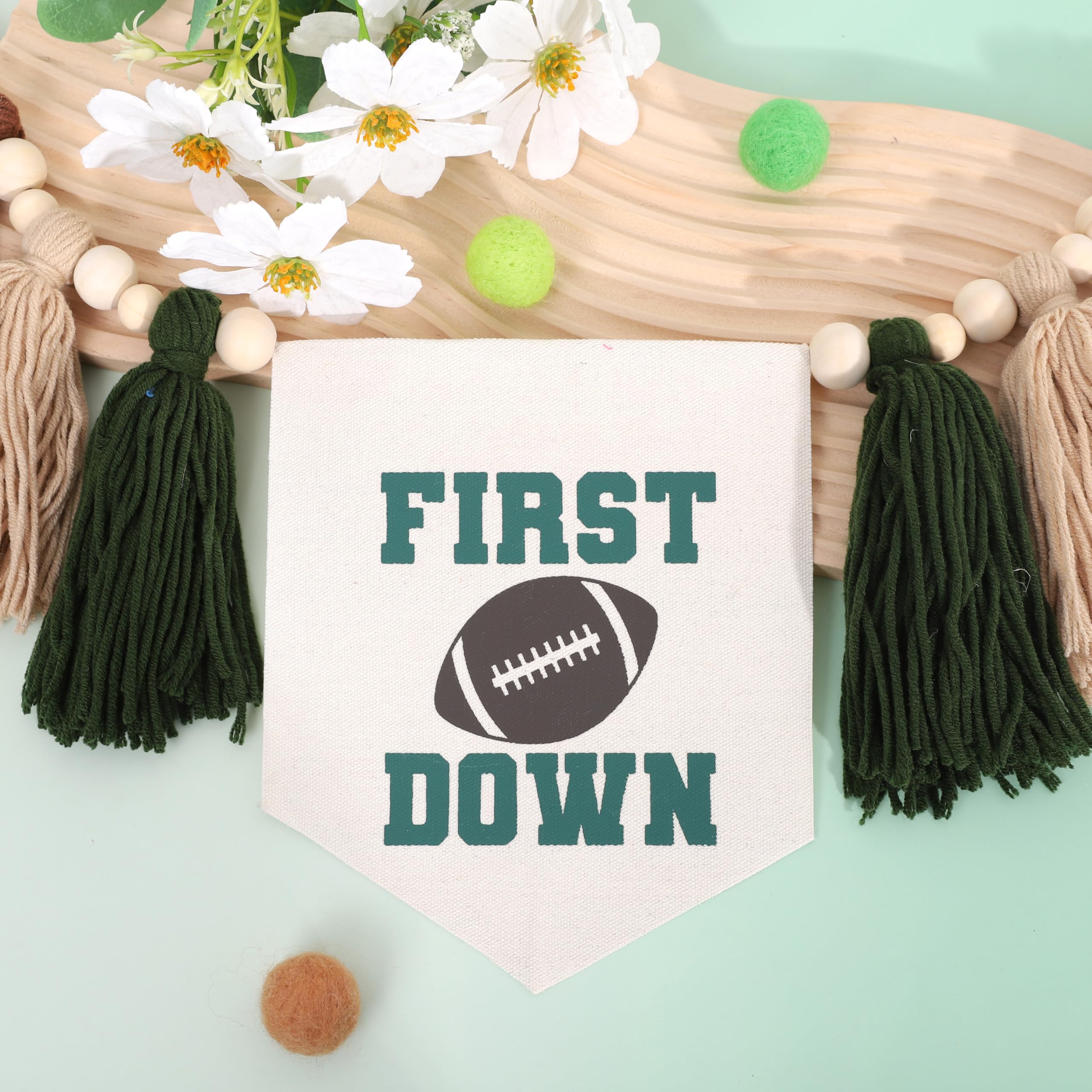 Football High Chair Banner - Football 1st First Birthday Party Decorations,First Year Down Highchair Tassel Banner,Football 1st Birthday High Chair Banner