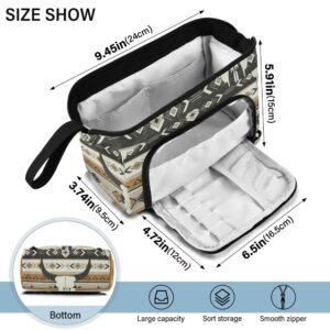 Fisyme Western Boho Bull Skulls Pencil Case Large Capacity Pencil Pouch Pen Bag Box Big Makeup Pencil Case Organizer