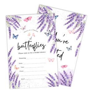 luixd bridal shower invitations, 25 purple lavender & butterfly fill in invites with envelopes, invitations for newlyweds,bridal shower, party favor & supplies - b10