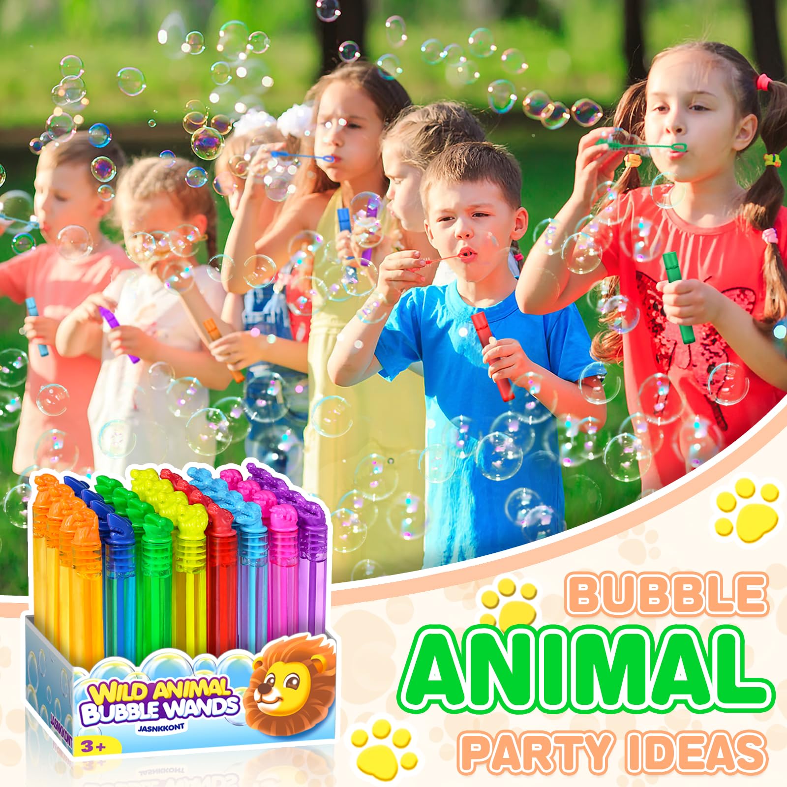 32Pcs Mini Animal Bubble Wands Bulk, Jungle Party Favors for Kids, Wild Birthday Decoration, Goody Bag Filler, Pinata Stuffed Supplies, Carnival Prizes, Treasure Box, Summer Outdoor Gifts for Girl Boy