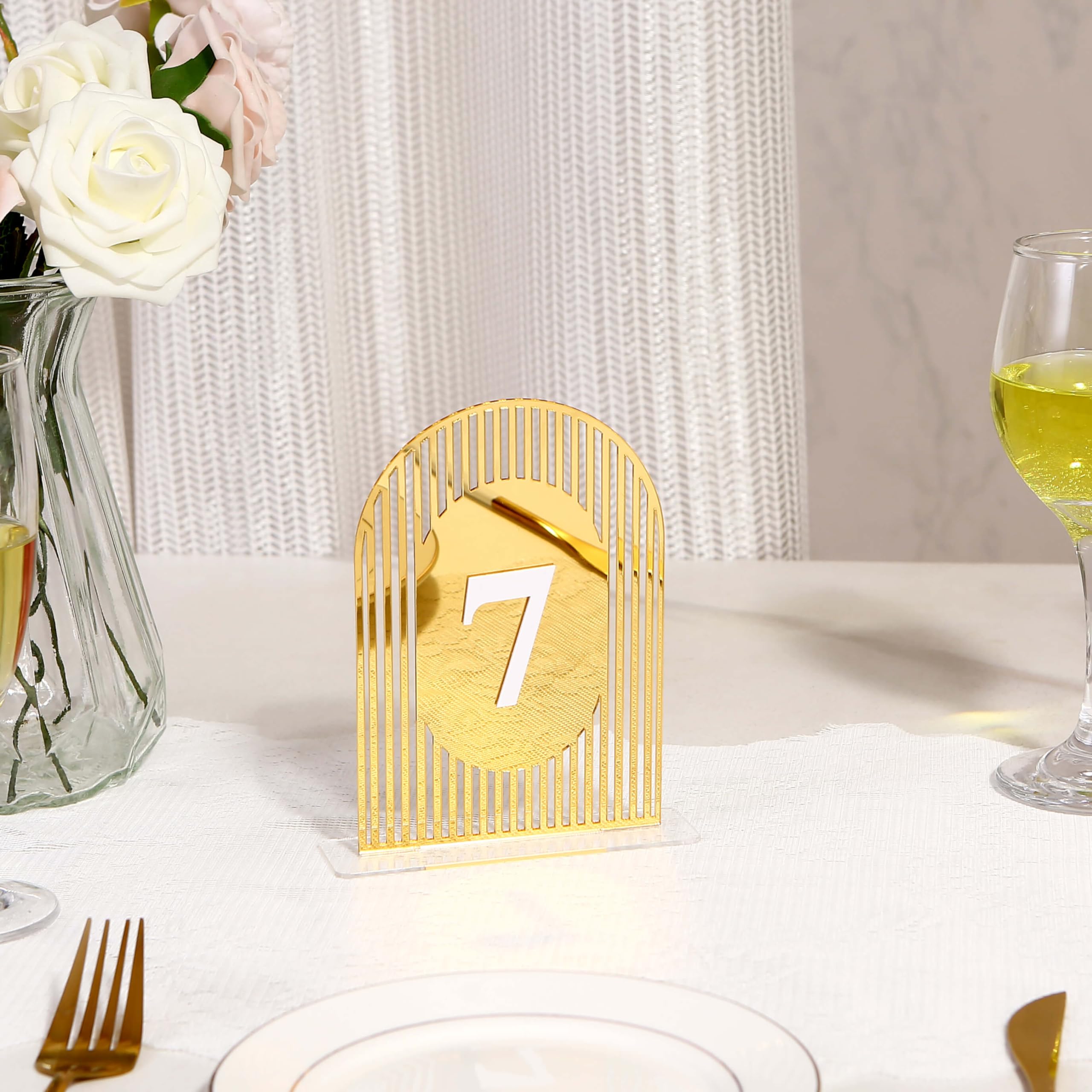 20 pcs Modern Arch Gold Table Numbers for Wedding Reception， Acrylic Signs and Holders ，Perfect for Centerpiece, Reception, Decoration, Party, Anniversary, Event（4x6 Inch）