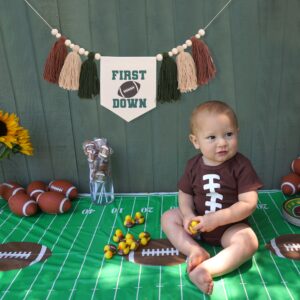 Football High Chair Banner - Football 1st First Birthday Party Decorations,First Year Down Highchair Tassel Banner,Football 1st Birthday High Chair Banner