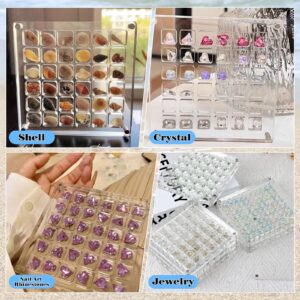 Acrylic Magnetic Seashell Display Box,Seashell Storage Box Display Case Decorative Gemstone,Clear Acrylic Organizer Box,Craft Storage Container Beads Organizer for Bead,Nail Art DIY Jewelry (36 Grids)