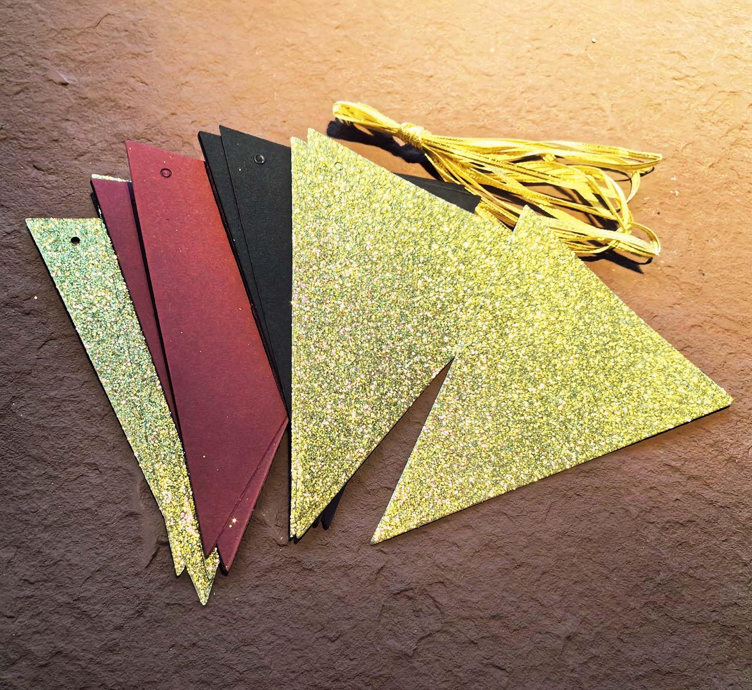 Graduation Party Decorations Maroon Gold 2024/Burgundy Gold Graduation Decorations/Maroon Black Birthday Party Decorations for Women/Burgundy Black Gold 2pcs Triangle Bunting Banners