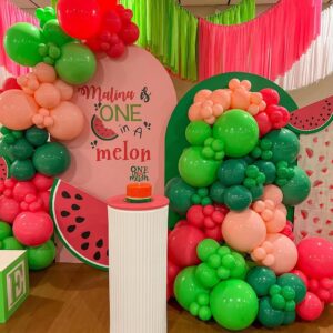 MOMO RUCCI 147Pcs Strawberry Balloons Arch Garland Kit with Strawberry Foil Balloons for Sweet Girl My Berry First Themed Birthday Party Supplies Baby Shower Gender Reveal Decorations Red Pink Green