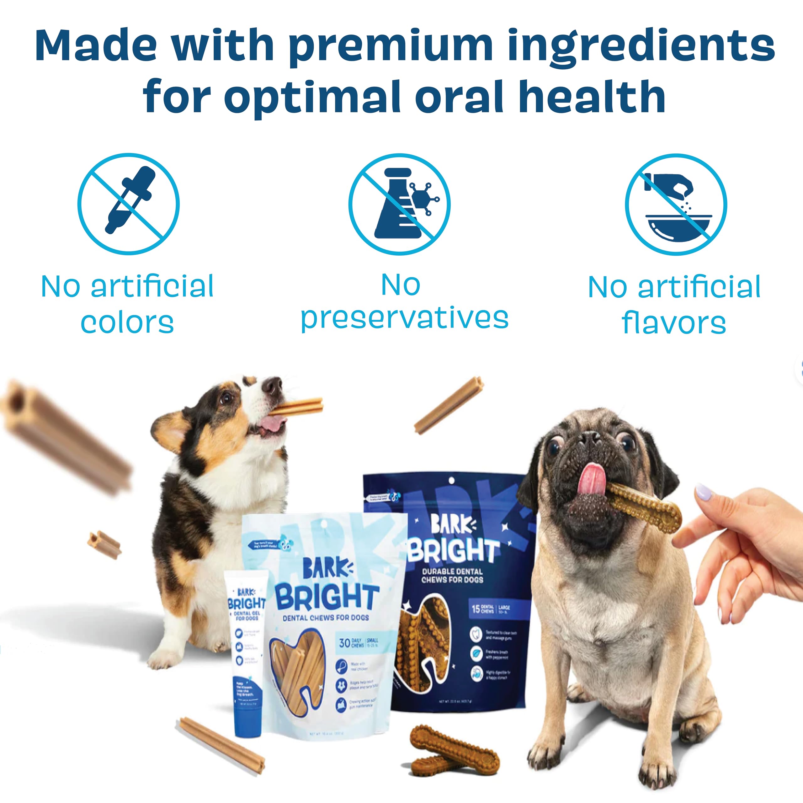 Bark Bright Original Dog Dental Kit - 30 Teeth Cleaning Chew Sticks & Toothpaste - Medium Breeds