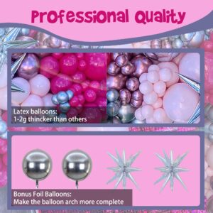 MOMO RUCCI 138Pcs Pink Balloon Arch Garland Kit, Hot Baby Pastel Pink Silver Balloons with Foil Explosion for Princess Girl's Birthday Party Decorations Baby/Bridal Shower Gender Reveal