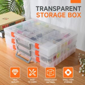 Joengkors 48 Grids Clear Plastic Organizer Box with Dividers, Large Adjustable Compartment Plastic Arts Crafts Storage Containers, Jewelry Bead Tackle Lure Organizer Storage Box Case for Small Parts