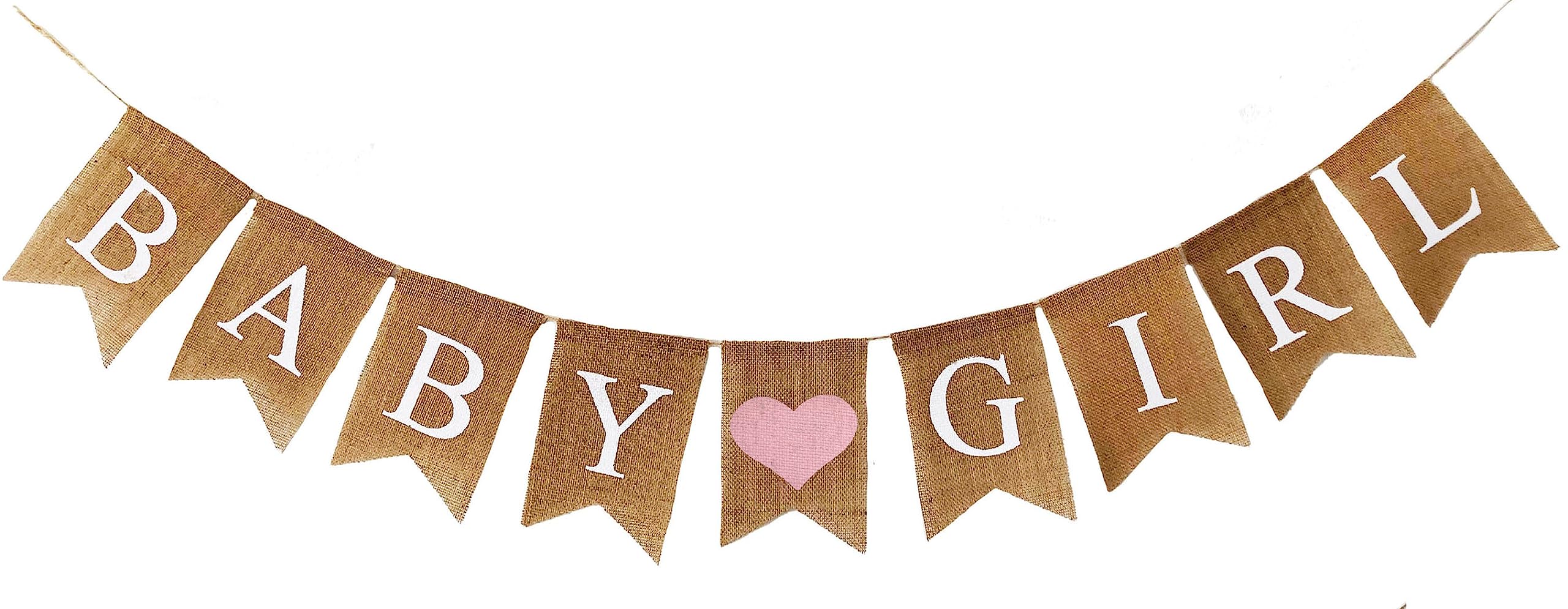 Shimmer Anna Shine Baby Girl Burlap Banner for Baby Shower Decorations and Gender Reveal Party (Light Pink Heart)