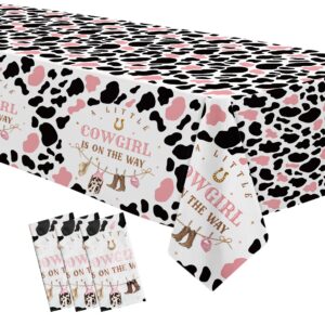 xigejob western cowgirl baby shower tablecloth decorations, disposable little cowgirl baby girl table decorations table cover, wild west rodeo baby shower supplies table cloth - 3 pack (54in x 108in)