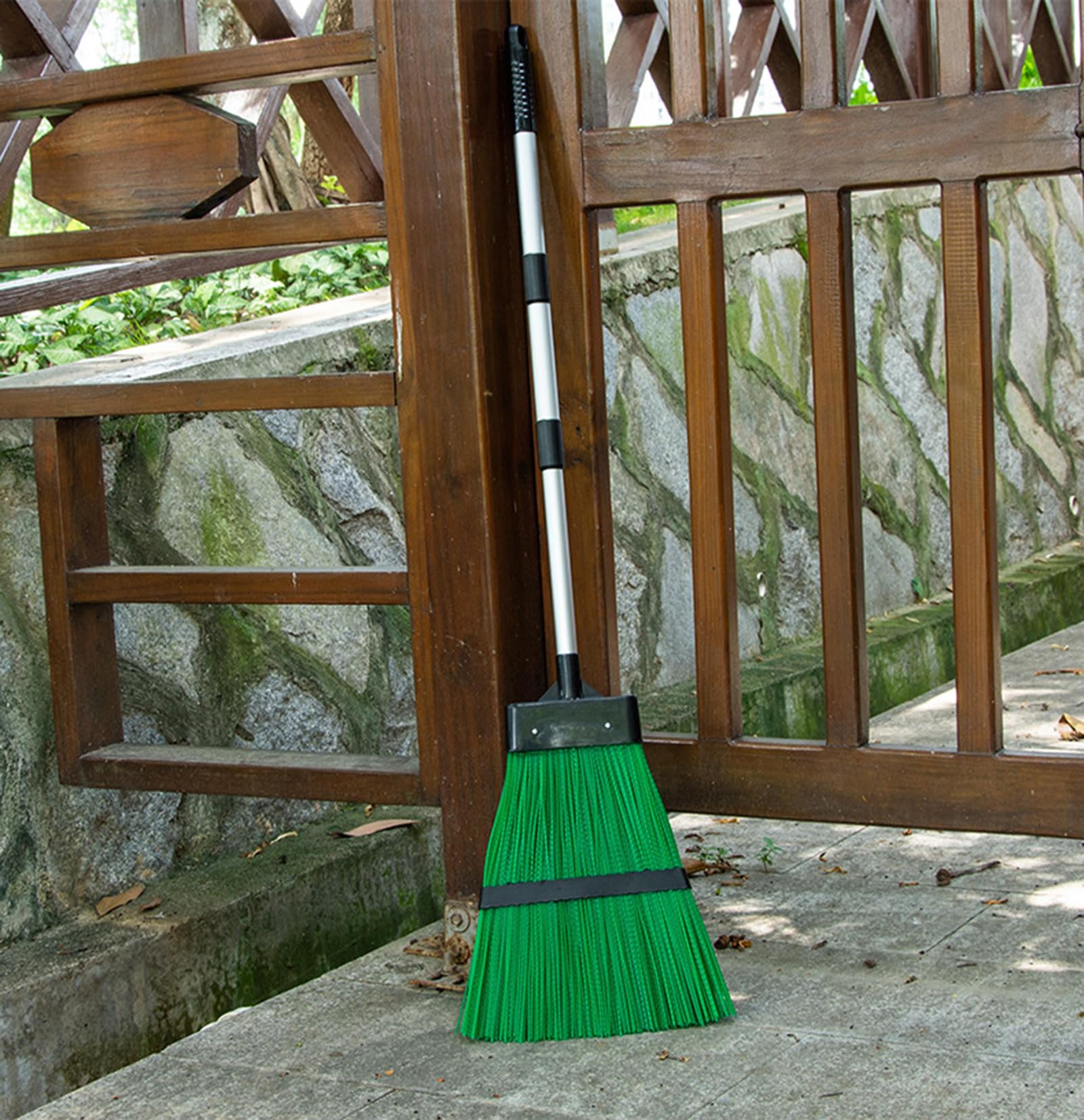 Xifando Courtyard Broom-Heavy Duty Broom Long Handle Outdoor Commercial Angle Broom for Courtyard Ourdoor Travel Camping