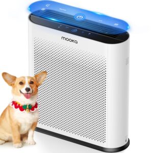 air purifiers for home large room 1650ft² with pm2.5 air quality sensor, mooka h13 hepa filter air purifier for pets smoke dust pollen dander odor, air cleaner with auto/sleep mode for bedroom, white