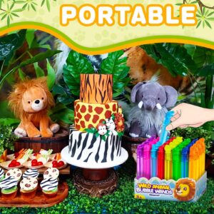 32Pcs Mini Animal Bubble Wands Bulk, Jungle Party Favors for Kids, Wild Birthday Decoration, Goody Bag Filler, Pinata Stuffed Supplies, Carnival Prizes, Treasure Box, Summer Outdoor Gifts for Girl Boy