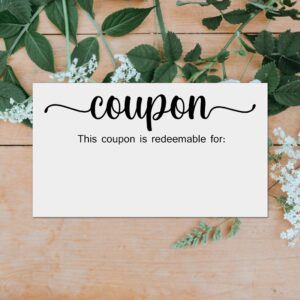 Coupon Cards, Gift Certificate , Present Voucher For Bridal Shower, Baby Shower, Family Reunion, Holiday Celebrations, Newlyweds Reception, Graduation, Birthday Events, Redeemable 50 Cards 3.5"x2". Made in USA