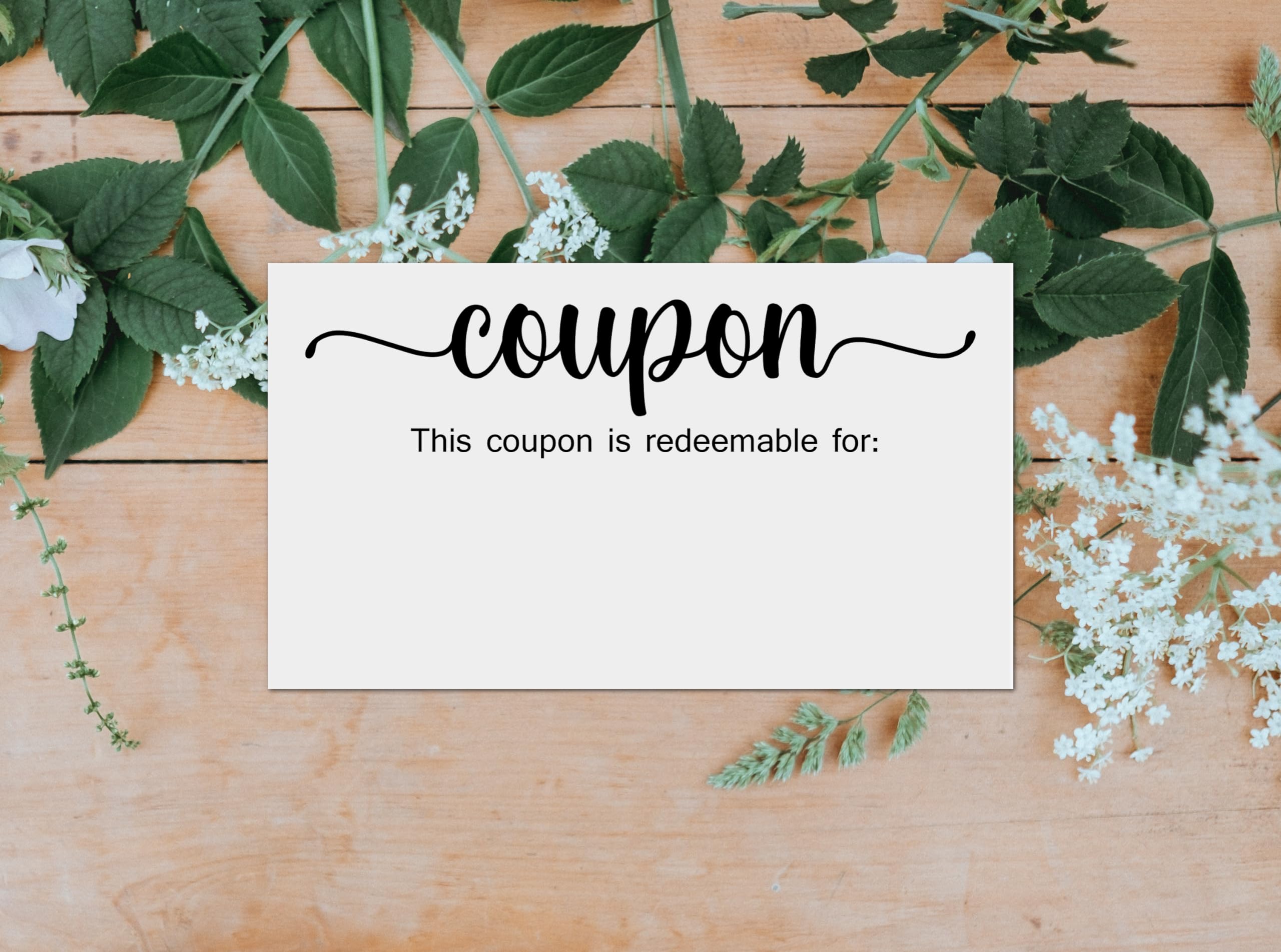 Coupon Cards, Gift Certificate , Present Voucher For Bridal Shower, Baby Shower, Family Reunion, Holiday Celebrations, Newlyweds Reception, Graduation, Birthday Events, Redeemable 50 Cards 3.5"x2". Made in USA