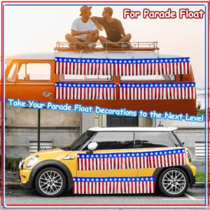 4 Pack Parade Floats Foil Fringe, Each 10 ft x 15'' American Flag Stripes and Stars Tinsel Patriotic foil Fringe Garland for 4th of July Trailer Car Graduation Homecoming Party (4 Pack)…