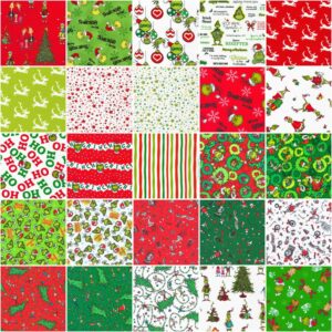 Dr. Seuss How The Grinch Stole Christmas Holiday 25 Fat Quarters Robert Kaufman FQ-2147-25, Assorted