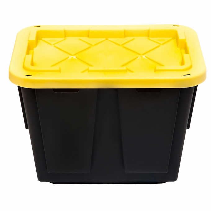 Generic (4 Pack) 12 Gallon / 45 Liter Stackable Storage Container With Lid - Black and Yellow Storage Tote - Storage Tote